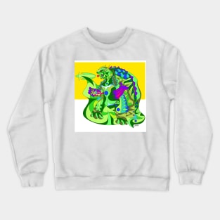 tortoise gamera beast kaiju in ecopop mexican patterns art Crewneck Sweatshirt